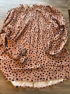 Rust Polka Dot Long Sleeve Tunic
